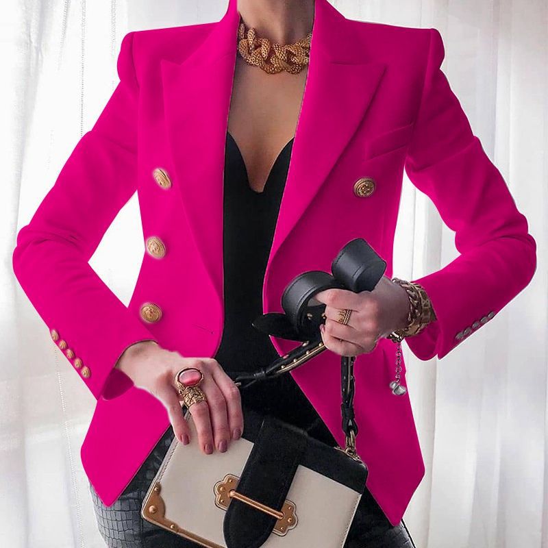 Blazer Croisé Boutonné Coupe Ajustée Élégance Classique