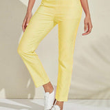Pantalon Carreaux Vichy Ajusté Style Chic Décontracté