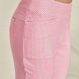 Pantalon Carreaux Vichy Ajusté Style Chic Décontracté