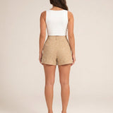 Short femme en jacquard taille haute coupe droite