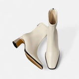 Bottines Talon Sculpté Bout Carré Design Moderne Élégant