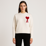 Pull Femme Cœur Lettre Brodé – Sweat Chic Intemporel