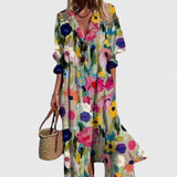 Robe Chemise Longue Imprimée à Boutons