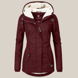 Veste à capuche doublée polaire zippée pour femme