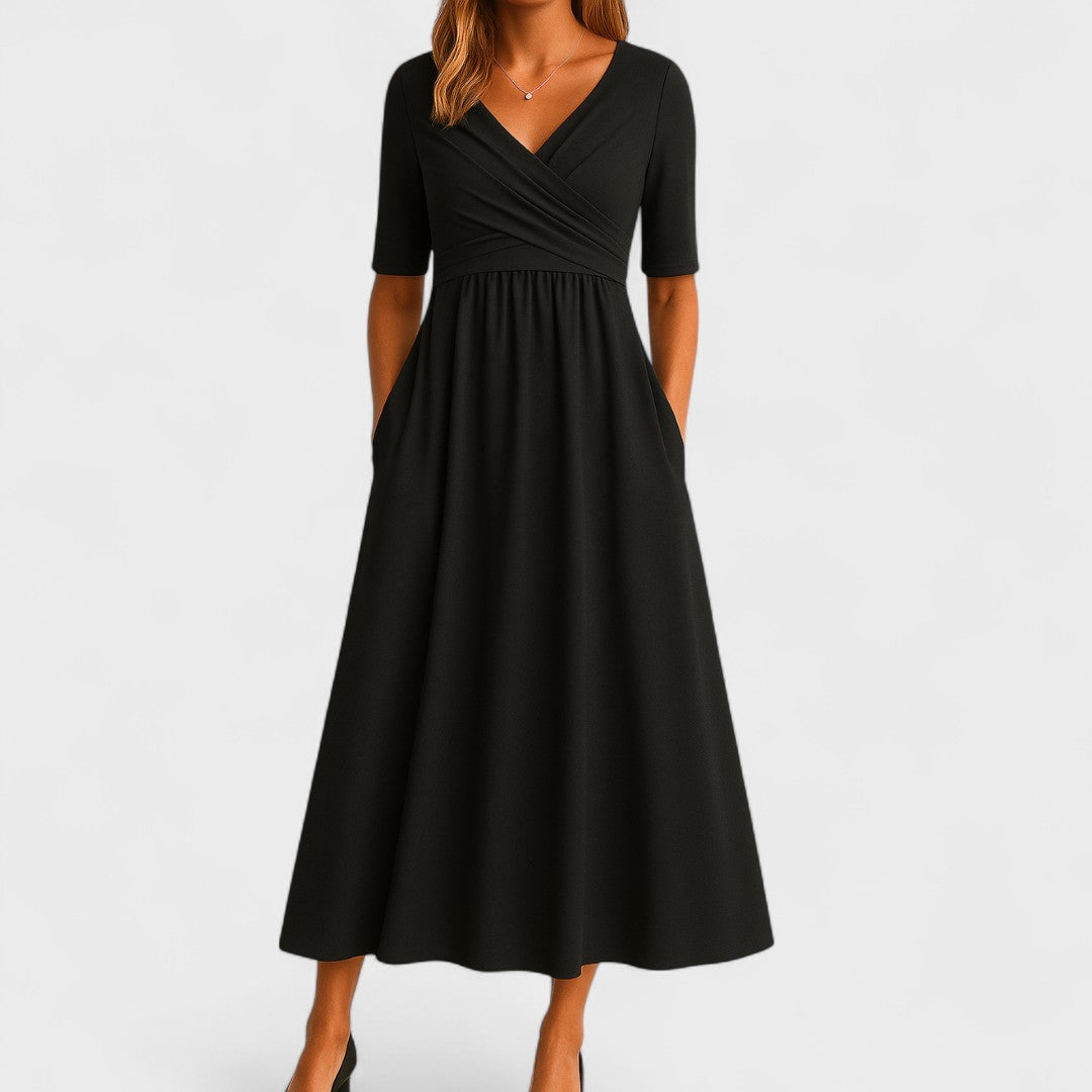 Robe Midi Croisée à Col V
