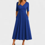 Robe Midi Croisée à Col V