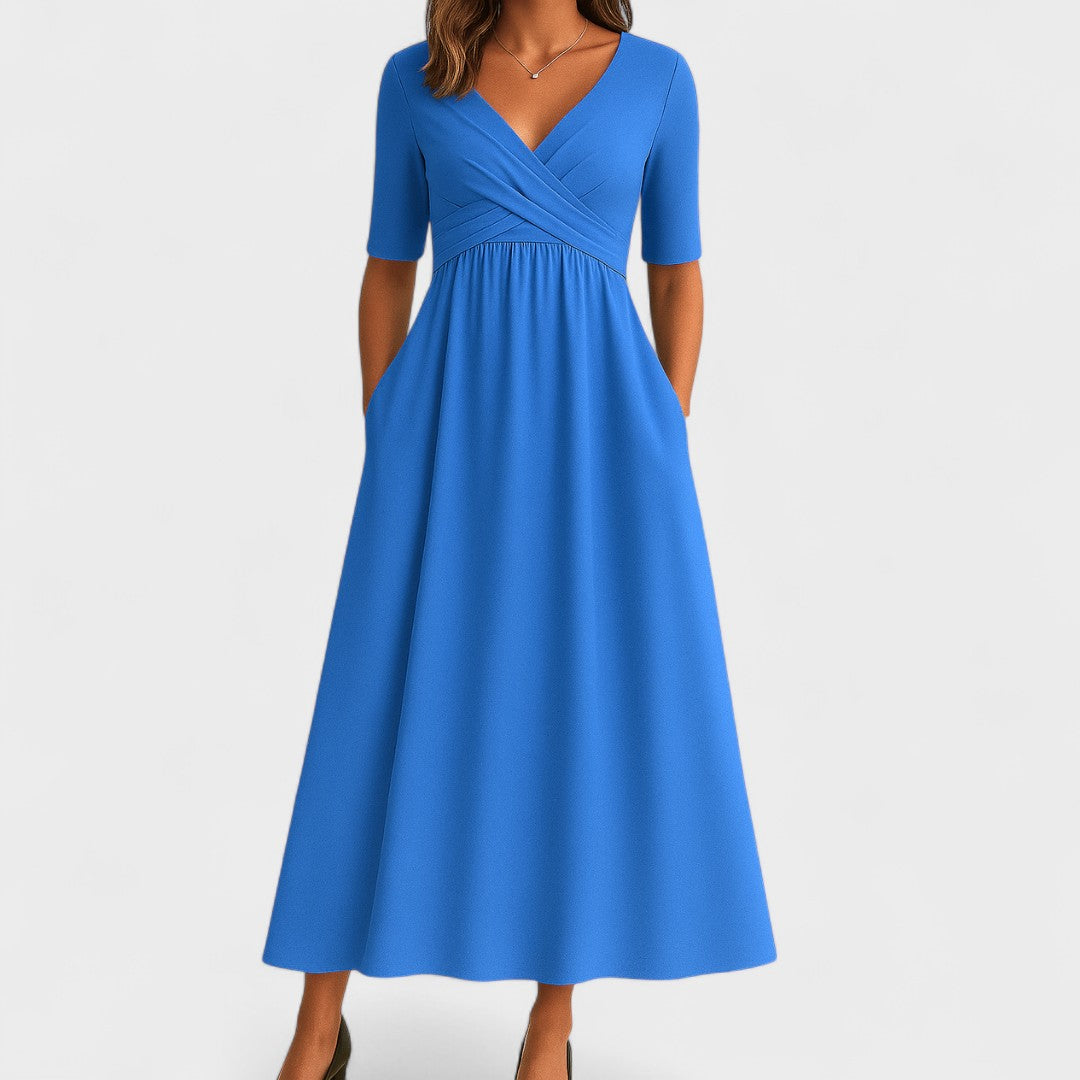 Robe Midi Croisée à Col V