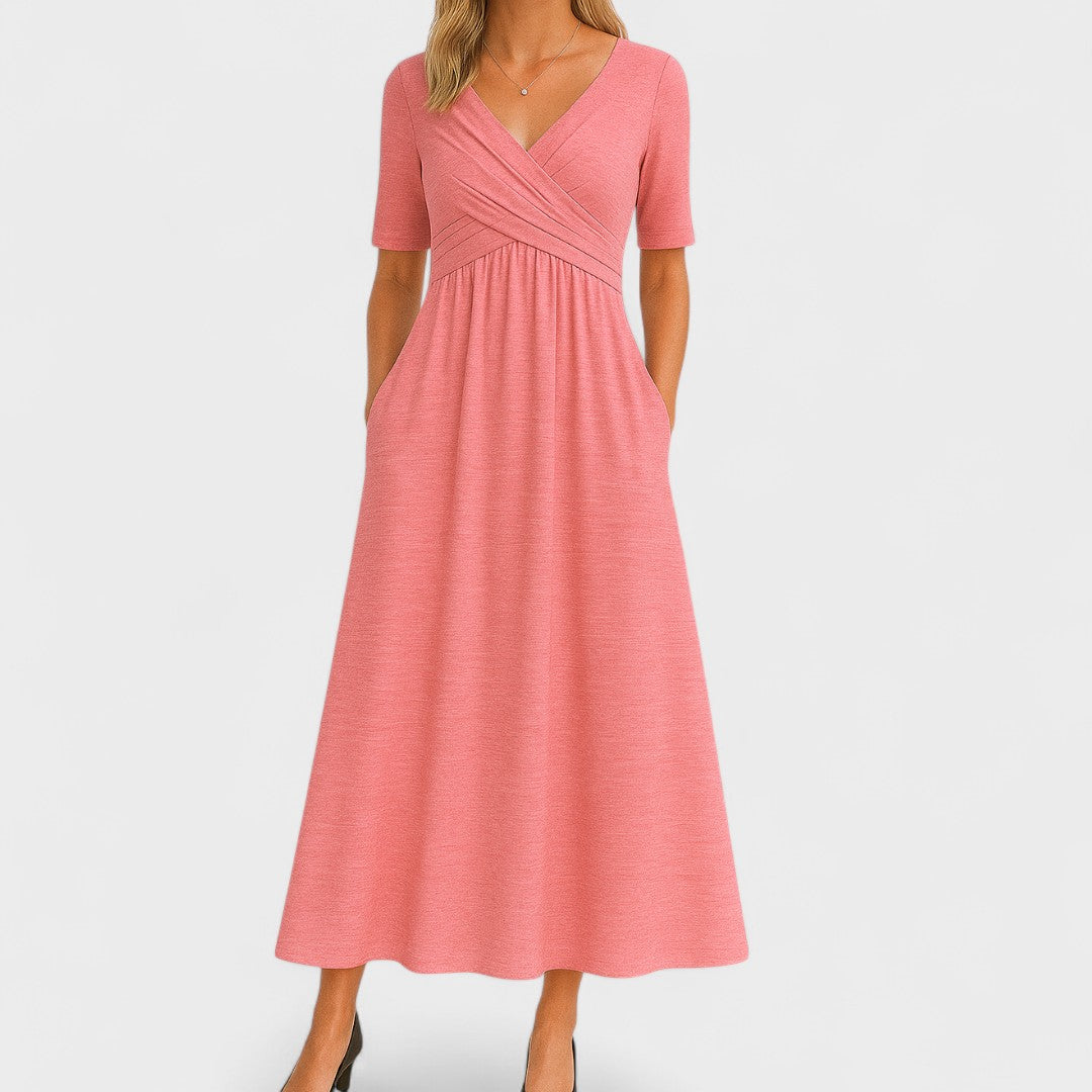 Robe Midi Croisée à Col V