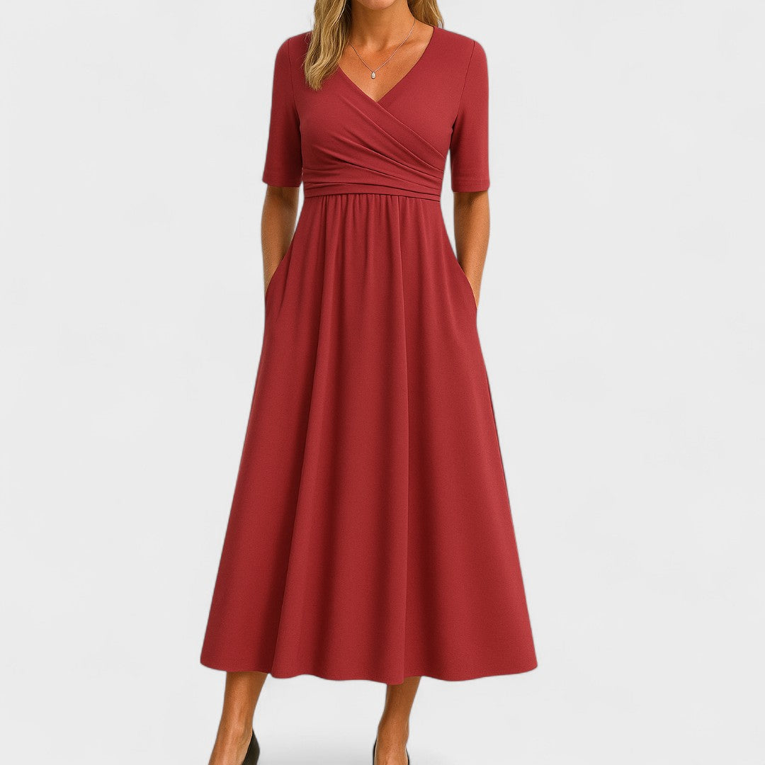Robe Midi Croisée à Col V