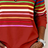 Pull femme rayé col montant zippé manches longues