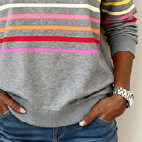 Pull femme rayé col montant zippé manches longues