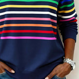 Pull femme rayé col montant zippé manches longues