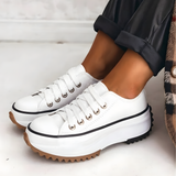 Baskets femme à lacets, semelle plateforme et bout contrastant