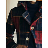 Veste courte à carreaux boutonnée pour femme