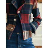 Veste courte à carreaux boutonnée pour femme