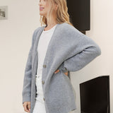 Cardigan Grosse Maille Côtelé Automne Camel Femme