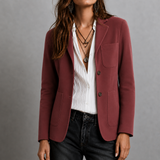 Blazer ajusté en suède à poches plaquées