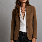 Blazer ajusté en suède à poches plaquées