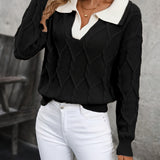 Pull Torsadé Automne Noir Femme