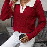 Pull Torsadé Automne Noir Femme