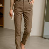 Pantalon Élégant Taille Haute Coupe Structurée Confort Chic