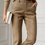 Pantalon Élégant Taille Haute Coupe Structurée Confort Chic