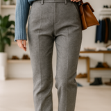 Pantalon Élégant Taille Haute Coupe Structurée Confort Chic