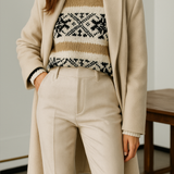 Pantalon Élégant Taille Haute Coupe Structurée Confort Chic