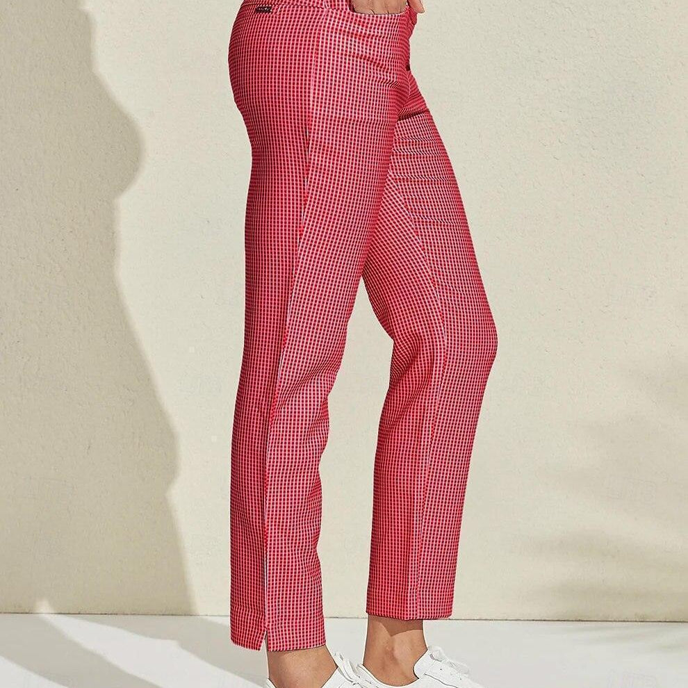 Pantalon Carreaux Vichy Ajusté Style Chic Décontracté