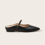 Mules plates à enfiler aspect cuir pour femme