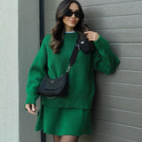 Ensemble Maille Oversize Pull Long Jupe Assortie Style Cocooning Chic