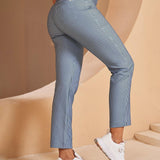 Pantalon Carreaux Vichy Ajusté Style Chic Décontracté
