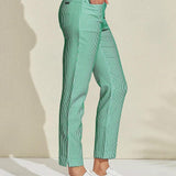 Pantalon Carreaux Vichy Ajusté Style Chic Décontracté