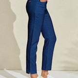 Pantalon Carreaux Vichy Ajusté Style Chic Décontracté