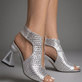 Sandales slingback tressées à talon géométrique pour femme