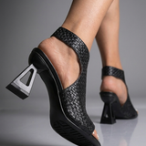 Sandales slingback tressées à talon géométrique pour femme